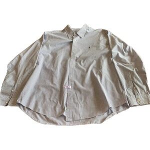 Ralph Lauren Men's Long Sleeved Dress Shirt XXL. Blue & White Fine Checked